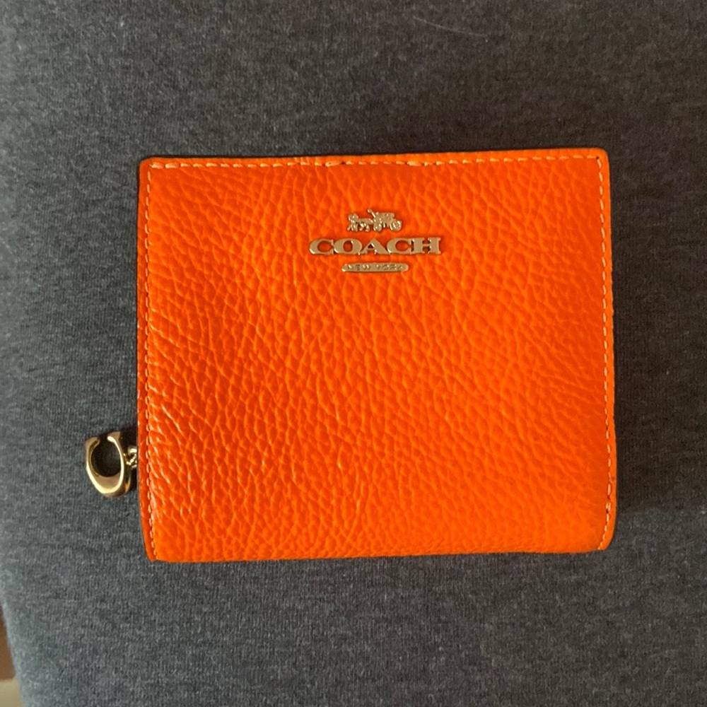 Coach Colorblock Wallet in Neon Orange